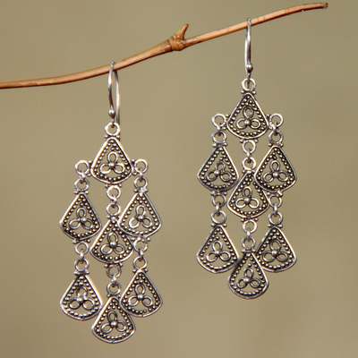 Sterling silver chandelier earrings, Bali Belle