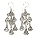 Sterling silver chandelier earrings, 'Bali Belle' - Sterling Silver Chandelier Earrings