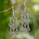 Sterling silver chandelier earrings, 'Bali Belle' - Sterling Silver Chandelier Earrings