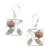 Garnet flower earrings, 'Bali Daisy' - Hand Made Garnet and Sterling Silver Dangle Earrings thumbail