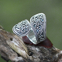 Sterling silver wrap ring, 'Together' - Sterling Silver Wrap Ring from Indonesia
