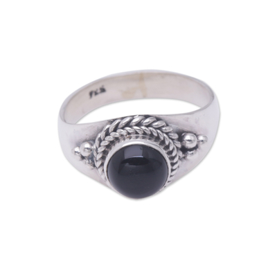 Onyx cocktail ring, 'Promise' - Onyx and Sterling Silver Ring