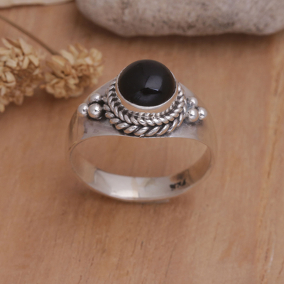 Onyx cocktail ring, 'Promise Me' - Onyx and Sterling Silver Ring