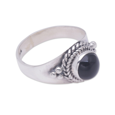 Onyx cocktail ring, 'Promise Me' - Onyx and Sterling Silver Ring