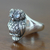 Blue topaz cocktail ring, 'Java Owl' - Artisan Crafted Sterling Silver and Blue Topaz Ring thumbail