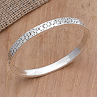 Sterling silver bangle bracelet, 'Fortune'