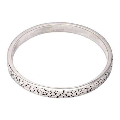 Sterling silver bangle bracelet, 'Fortune' - Indonesian Sterling Silver Bangle Bracelet