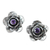 Amethyst flower earrings, 'Camellia' - Handmade Floral Sterling Silver and Amethyst Button Earrings thumbail