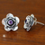 Amethyst flower earrings, 'Camellia' - Handmade Floral Sterling Silver and Amethyst Button Earrings (image 2b) thumbail