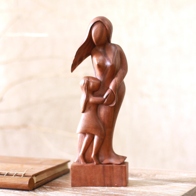 Escultura de madera - Escultura familiar de madera artesanal