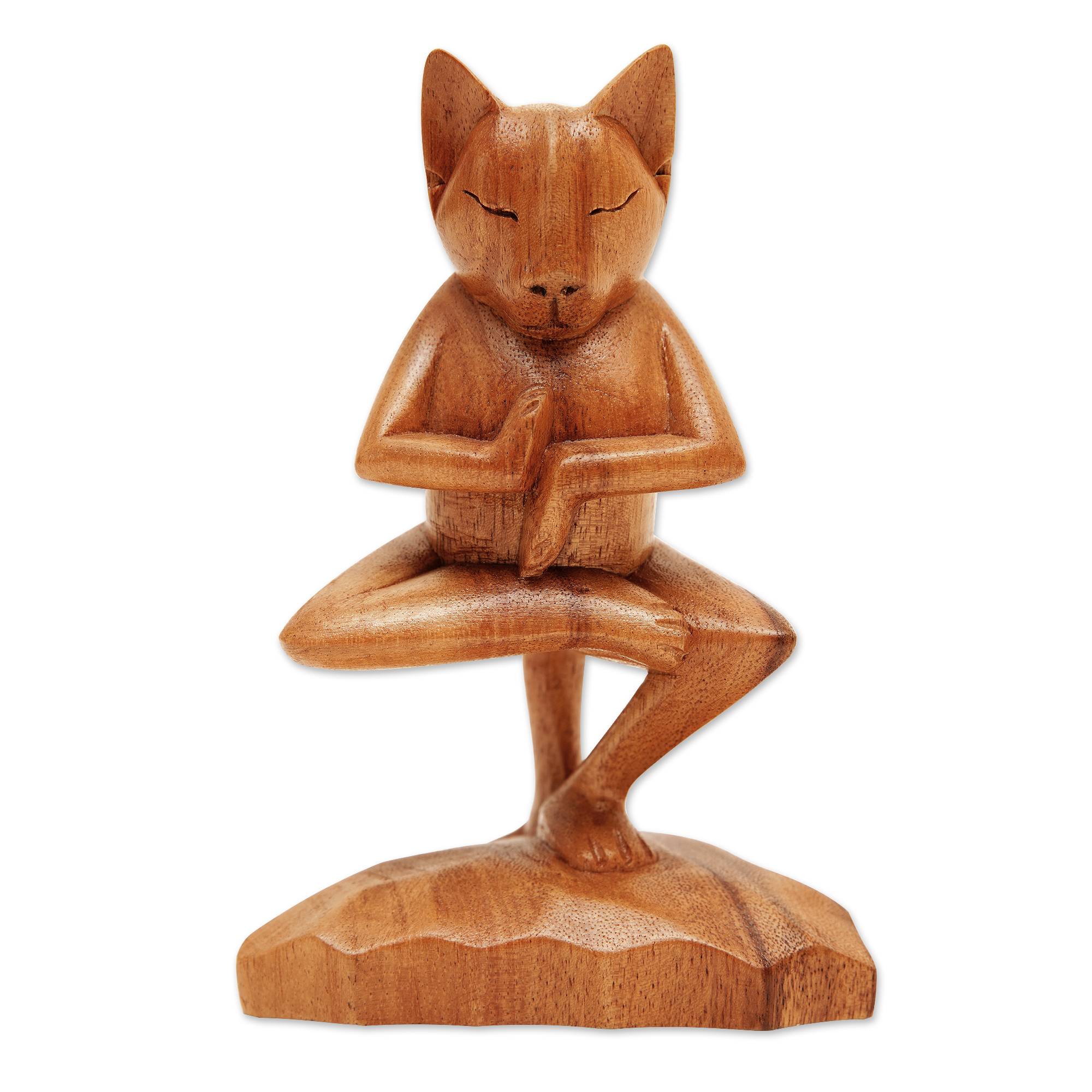 UNICEF Market | Handcrafted Indonesian Wood Cat Sculpture - Vrkasana ...
