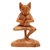 Wood sculpture, 'Vrkasana Yoga Kitty' - Handcrafted Indonesian Wood Cat Sculpture thumbail