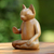 Wood sculpture, 'Blessing Cat' - Original Wood Sculpture from Indonesia thumbail