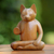 Wood sculpture, 'Blessing Cat' - Original Wood Sculpture from Indonesia (image 2b) thumbail