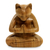 Wood sculpture, 'Mindful Cat' - Carved Suar Wood Sculpture