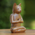 Wood sculpture, 'Cat in Deep Meditation' - Wood Cat Sculpture from Indonesia (image 2b) thumbail