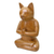 Wood sculpture, 'Cat in Deep Meditation' - Wood Cat Sculpture from Indonesia (image 2c) thumbail