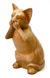 Wood sculpture, 'Speak No Evil Cat' - Suar Wood Sculpture thumbail