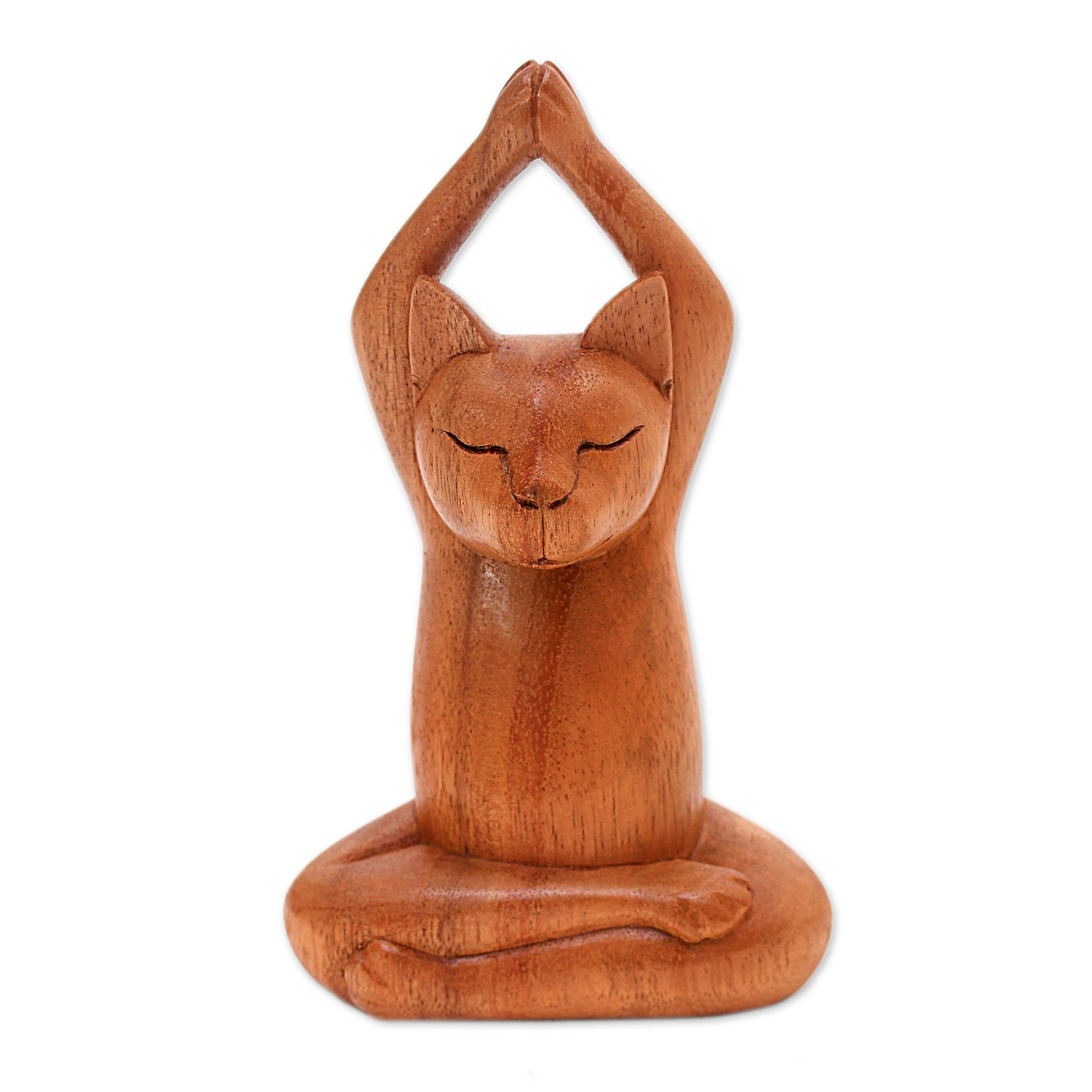 Hand Crafted Wood Sculpture from Indonesia - Toward the Sky Brown Yoga ...