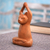 Wood sculpture, 'Toward the Sky Brown Yoga Cat' - Hand Crafted Wood Sculpture from Indonesia