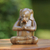 Wood sculpture, 'Sitting Ganesha' - Handcrafted Wood Hindu Sculpture