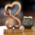Wood sculpture, 'Love Blossoms' - Handmade Heart Shaped Wood Sculpture thumbail