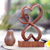 Wood sculpture, 'Love Blossoms' - Handmade Heart Shaped Wood Sculpture
