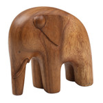 Wood sculpture, 'Modern Elephant' - Artisan Crafted Wood Sculpture