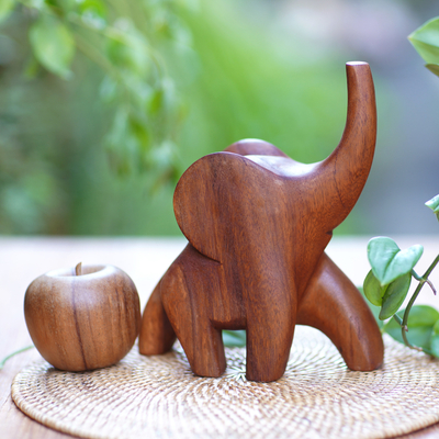 Wood sculpture, 'Elephant Strut' - Hand Made Indonesian Wood Sculpture