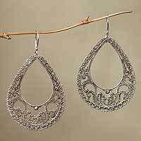 Sterling silver dangle earrings, 'Precious Moments' - Unique Sterling Silver Dangle Earrings