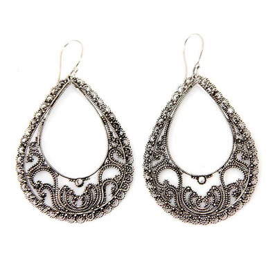Sterling silver dangle earrings, 'Precious Moments' - Unique Sterling Silver Dangle Earrings