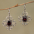 Garnet flower earrings, 'Radiant Blossom' - Hand Made Garnet and Sterling Silver Dangle Earrings thumbail