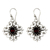 Garnet flower earrings, 'Radiant Blossom' - Hand Made Garnet and Sterling Silver Dangle Earrings (image 2a) thumbail