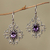 Amethyst flower earrings, 'Radiant Blossom' - Floral Sterling Silver and Amethyst Dangle Earrings (image 2b) thumbail