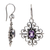 Amethyst flower earrings, 'Radiant Blossom' - Floral Sterling Silver and Amethyst Dangle Earrings (image 2d) thumbail