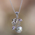 Cultured pearl and amethyst flower necklace, 'Bali Garden' - Floral Sterling Silver Amethyst and Pearl Pendant Necklace thumbail