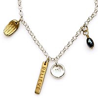 Gold overlay charm bracelet, 'Believe In' - Gold overlay charm bracelet