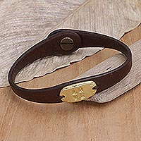 Leather wristband bracelet, 'Formed by Love'