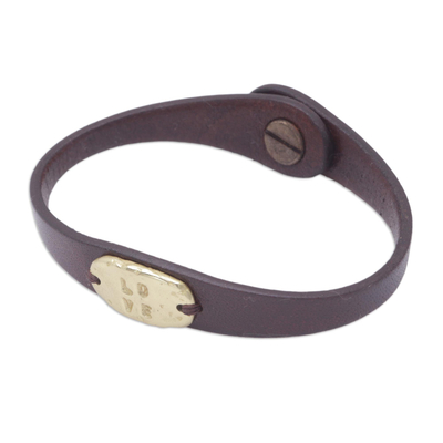 Leather wristband bracelet, 'Formed by Love' - Handmade Leather Wristband Bracelet