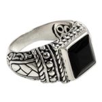 Men's onyx solitaire ring, 'Sultan' - Men's Sterling Silver and Onyx Ring