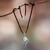 Amethyst and cow bone pendant necklace, 'Guardian Moon' - Amethyst and Cow Bone Pendant Necklace (image 2) thumbail