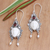 Pearl and garnet dangle earrings, 'Beautiful Dedes' - Sterling Silver Bone and Pearl Earrings (image 2b) thumbail