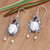 Pearl and garnet dangle earrings, 'Beautiful Dedes' - Sterling Silver Bone and Pearl Earrings