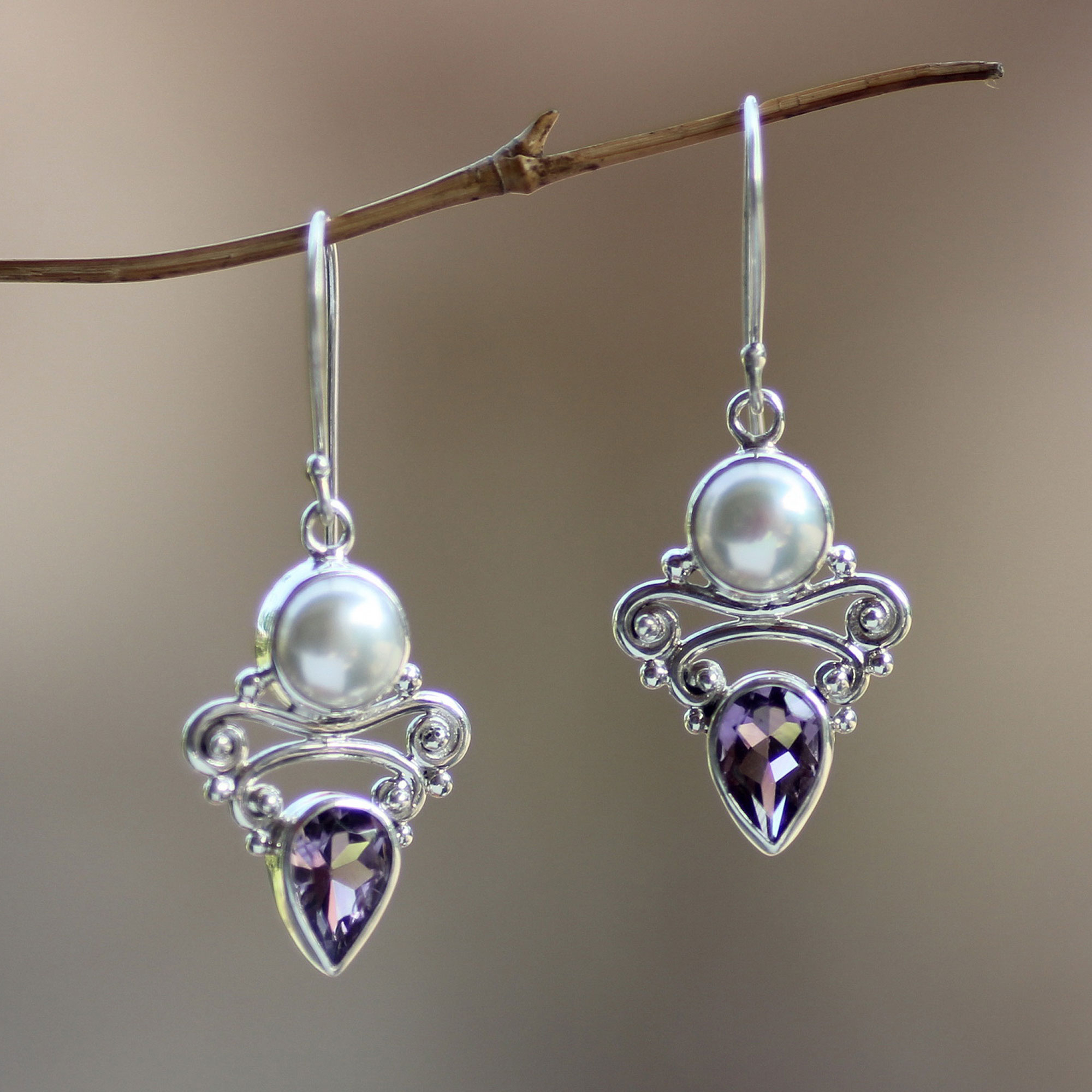 1. Iridescent Radiance: Pearl And Amethyst Embrace