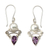 Pearl and amethyst dangle earrings, 'Guardian Moon' - Amethyst and Pearl Dangle Earrings (image 2a) thumbail