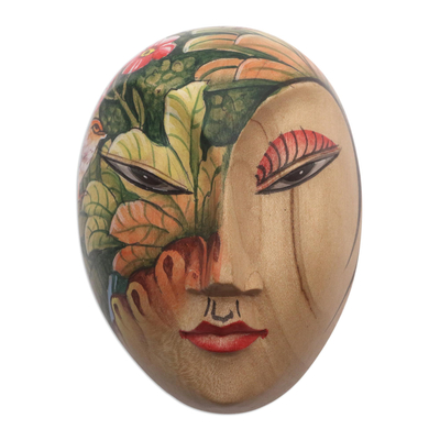 Wood Jewellery box, 'Mysterious Lady' - Hand Painted Wood Jewellery Box