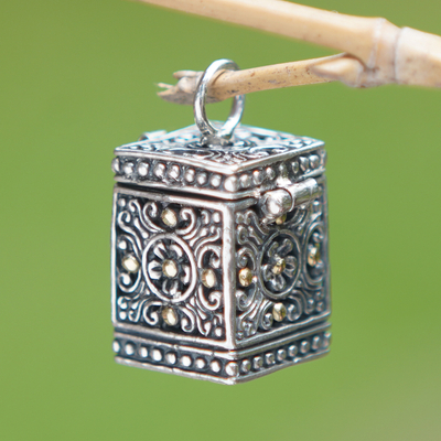 Sterling silver pendant, 'My Prayers' - Sterling Silver Prayer Box Pendant