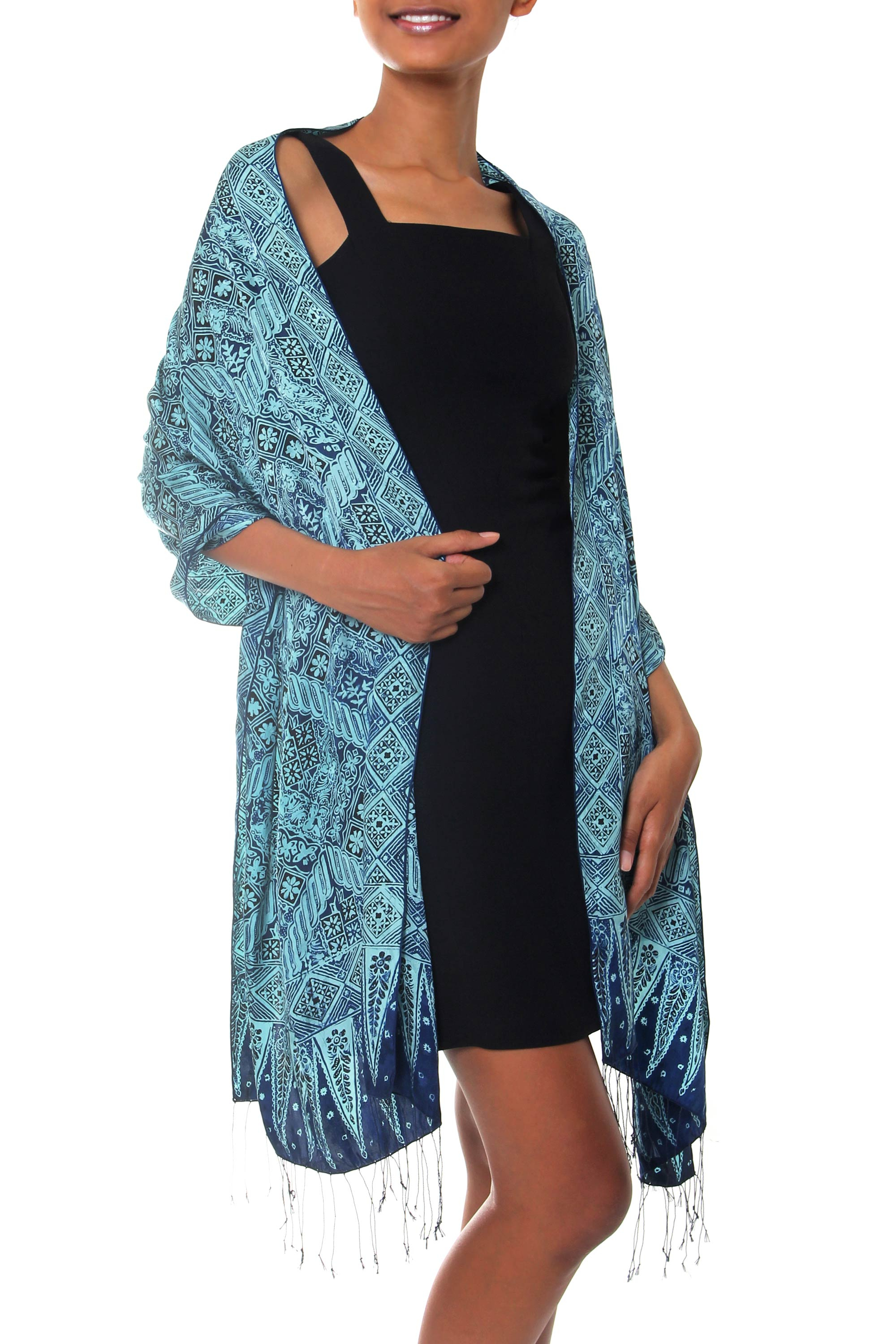 Silk batik shawl - Javanese Kingdom | NOVICA