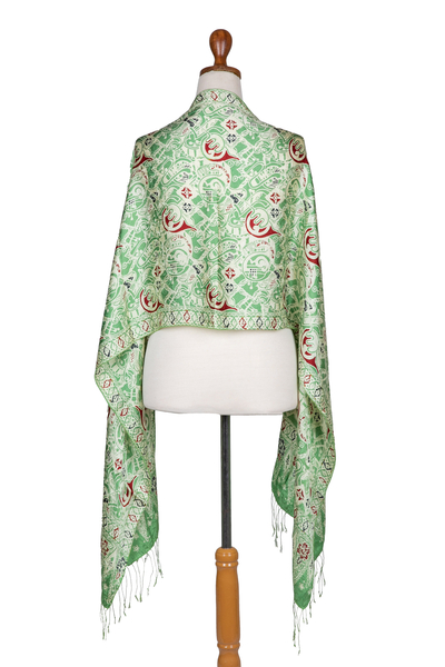 Silk batik shawl, 'Bogor Lady' - Handcrafted Indonesian Batik Silk Shawl