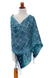 Silk batik shawl, 'Javanese Blue' - Handcrafted Floral Silk Shawl (image 2b) thumbail